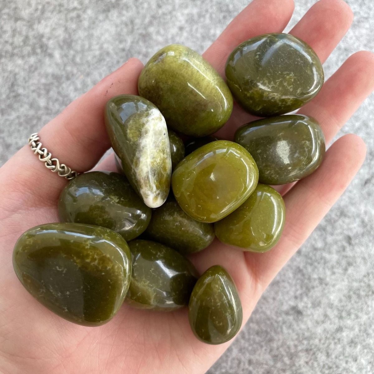 Olivian Jade - Tumbled - 200gms Olivian Jade - Tumbled - 200gms